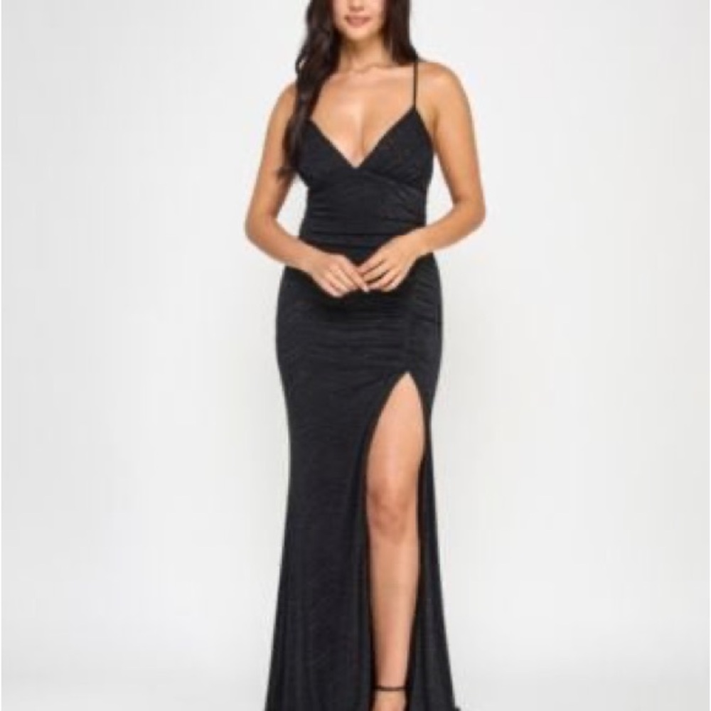 Emerald Sundae Black Glitter Tiger Striped Maxi Dress